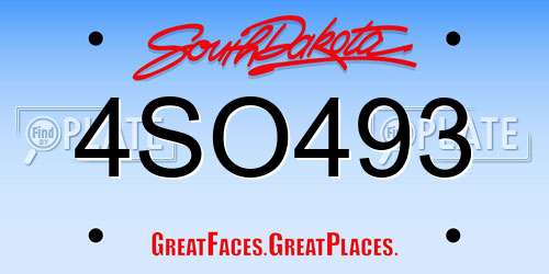 4SO493 South Dakota License Plate