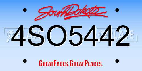 4SO5442 South Dakota License Plate