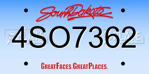 4SO7362 South Dakota License Plate