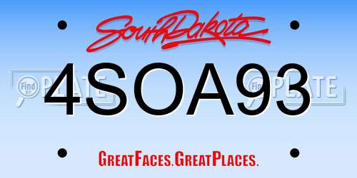 4SOA93 South Dakota License Plate