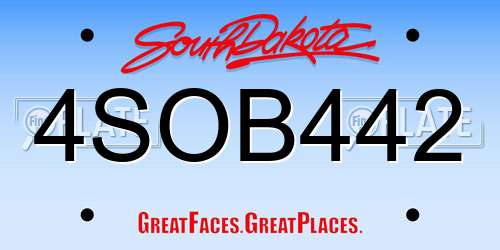 4SOB442 South Dakota License Plate
