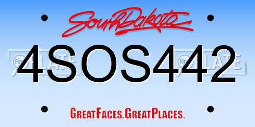 4SOS442 South Dakota License Plate