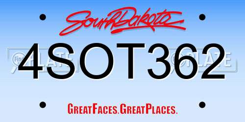 4SOT362 South Dakota License Plate