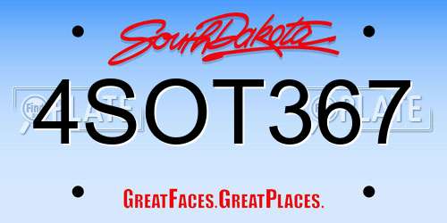 4SOT367 South Dakota License Plate