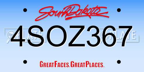 4SOZ367 South Dakota License Plate