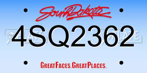 4SQ2362 South Dakota License Plate