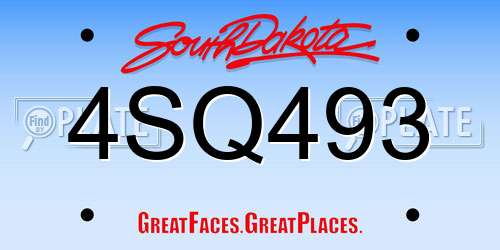 4SQ493 South Dakota License Plate