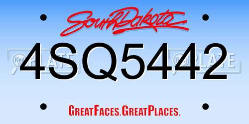 4SQ5442 South Dakota License Plate