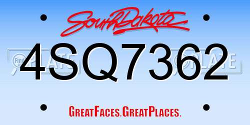4SQ7362 South Dakota License Plate