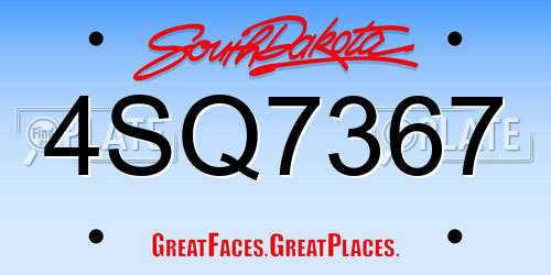 4SQ7367 South Dakota License Plate
