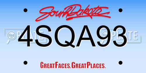 4SQA93 South Dakota License Plate
