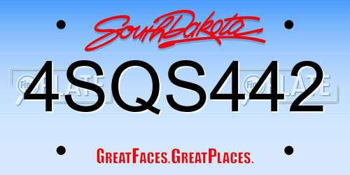 4SQS442 South Dakota License Plate