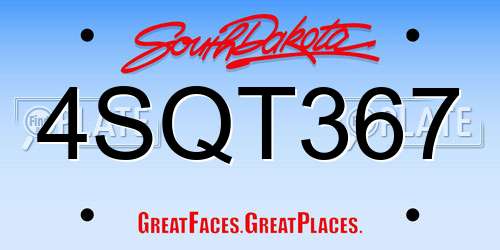 4SQT367 South Dakota License Plate
