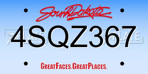 4SQZ367 South Dakota License Plate