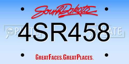 4SR458 South Dakota License Plate