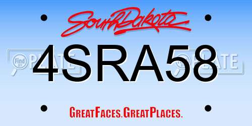4SRA58 South Dakota License Plate