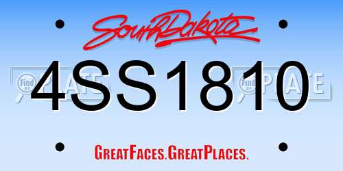 4SS1810 South Dakota License Plate
