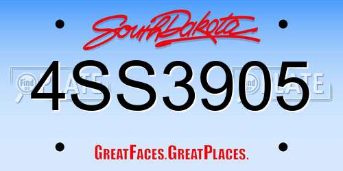 4SS3905 South Dakota License Plate