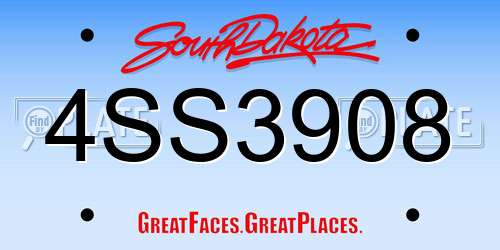 4SS3908 South Dakota License Plate