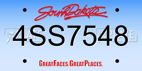 4SS7548 South Dakota License Plate