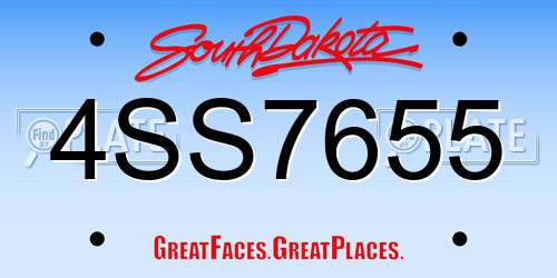 4SS7655 South Dakota License Plate