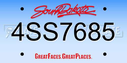 4SS7685 South Dakota License Plate