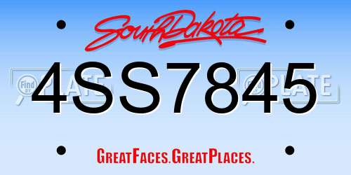 4SS7845 South Dakota License Plate