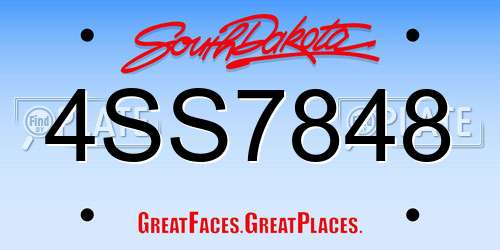 4SS7848 South Dakota License Plate