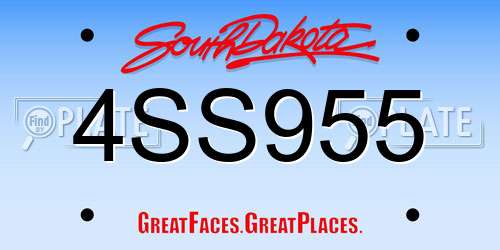 4SS955 South Dakota License Plate