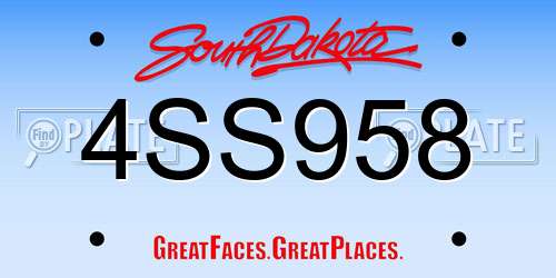 4SS958 South Dakota License Plate