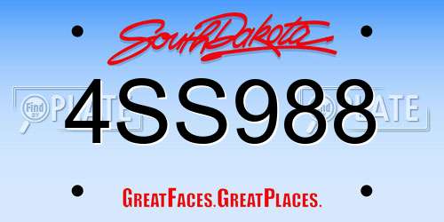 4SS988 South Dakota License Plate
