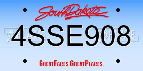 4SSE908 South Dakota License Plate