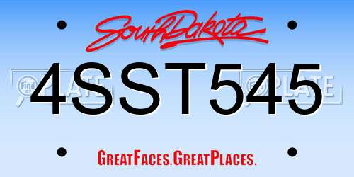 4SST545 South Dakota License Plate