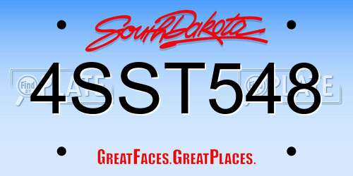 4SST548 South Dakota License Plate