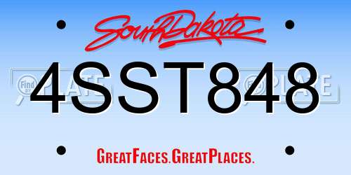 4SST848 South Dakota License Plate