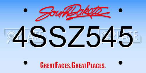 4SSZ545 South Dakota License Plate