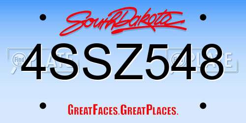 4SSZ548 South Dakota License Plate