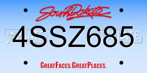 4SSZ685 South Dakota License Plate