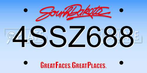 4SSZ688 South Dakota License Plate