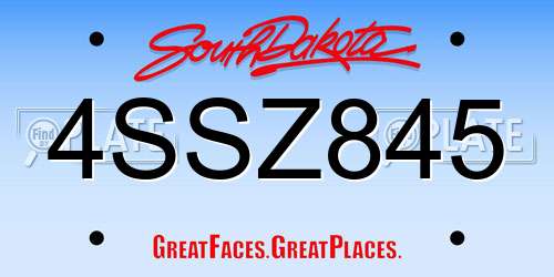 4SSZ845 South Dakota License Plate