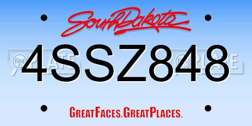 4SSZ848 South Dakota License Plate