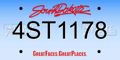 4ST1178 South Dakota License Plate