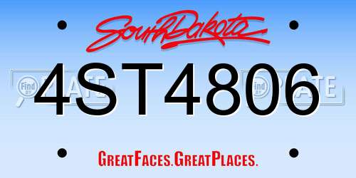 4ST4806 South Dakota License Plate