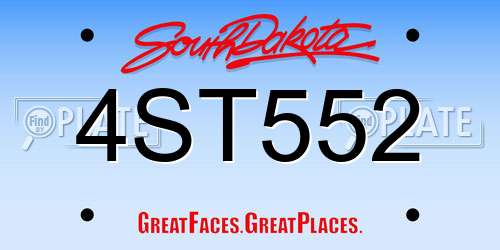4ST552 South Dakota License Plate