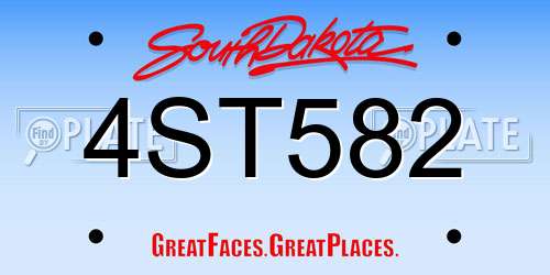 4ST582 South Dakota License Plate