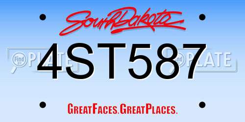 4ST587 South Dakota License Plate