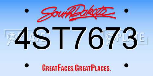 4ST7673 South Dakota License Plate