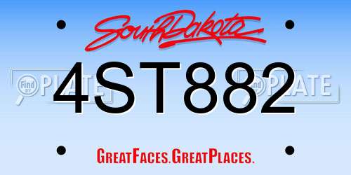 4ST882 South Dakota License Plate