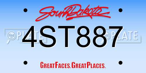 4ST887 South Dakota License Plate