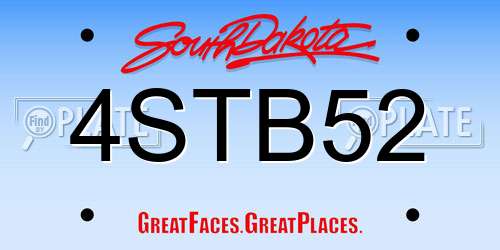 4STB52 South Dakota License Plate